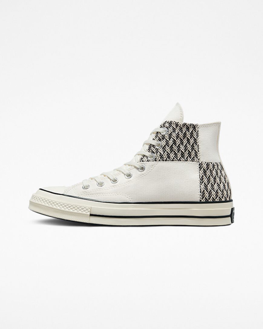 Tenis Converse Chuck 70 Patchwork Cano Alto Masculino Bege Branco Pretas | PT X047539